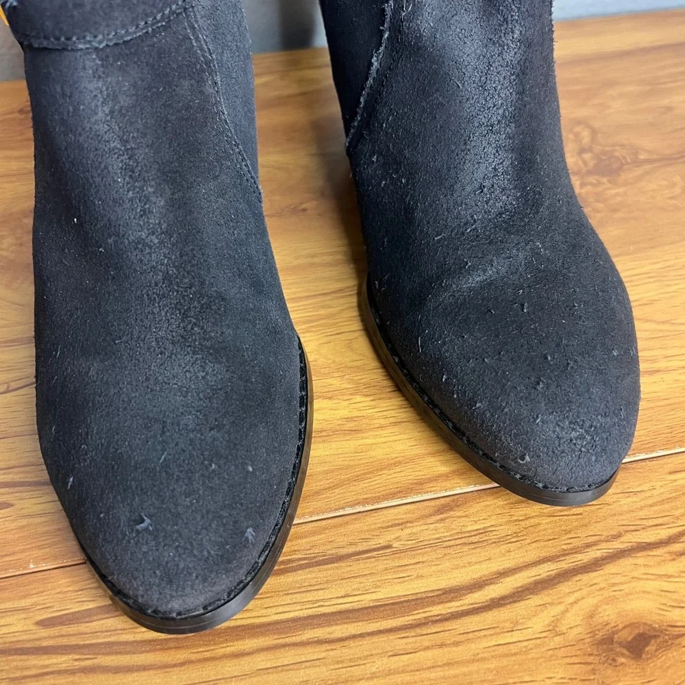 Lauren Ralph Lauren Mara Fringe Booties Sz 10 Black Leather Western Ankle Boots